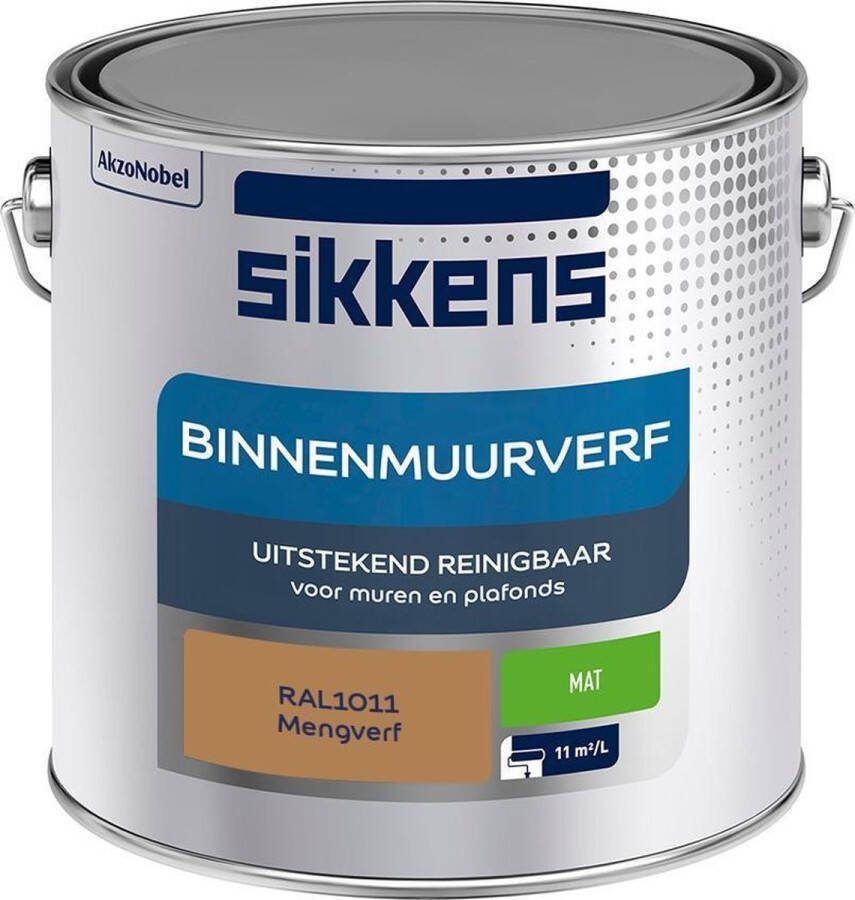 Sikkens Binnenmuurverf Muurverf Mengkleur Mat RAL1011 2.5L