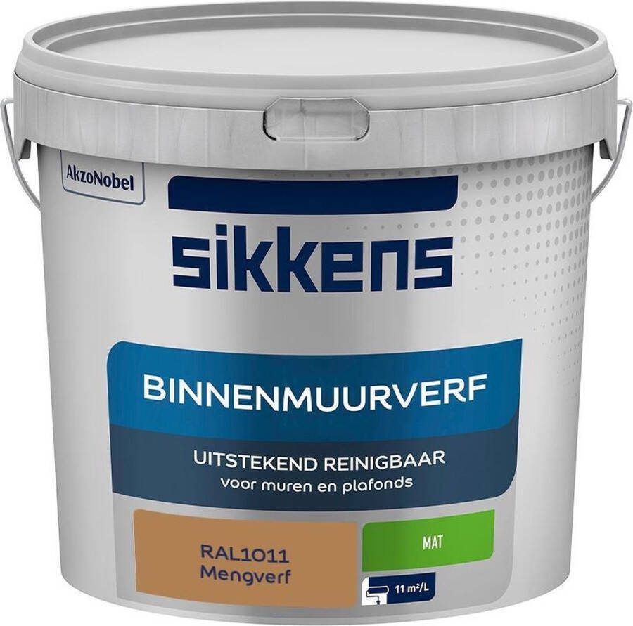 Sikkens Binnenmuurverf Muurverf Mengkleur Mat RAL1011 5L
