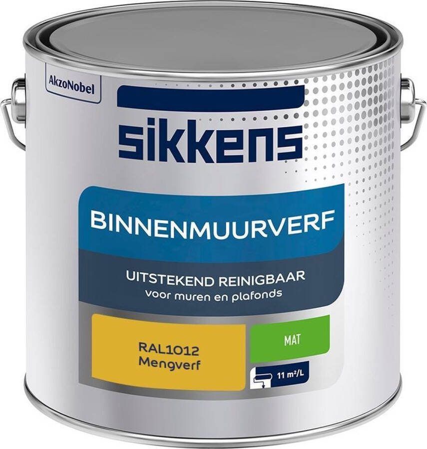 Sikkens Binnenmuurverf Muurverf Mengkleur Mat RAL1012 2.5L