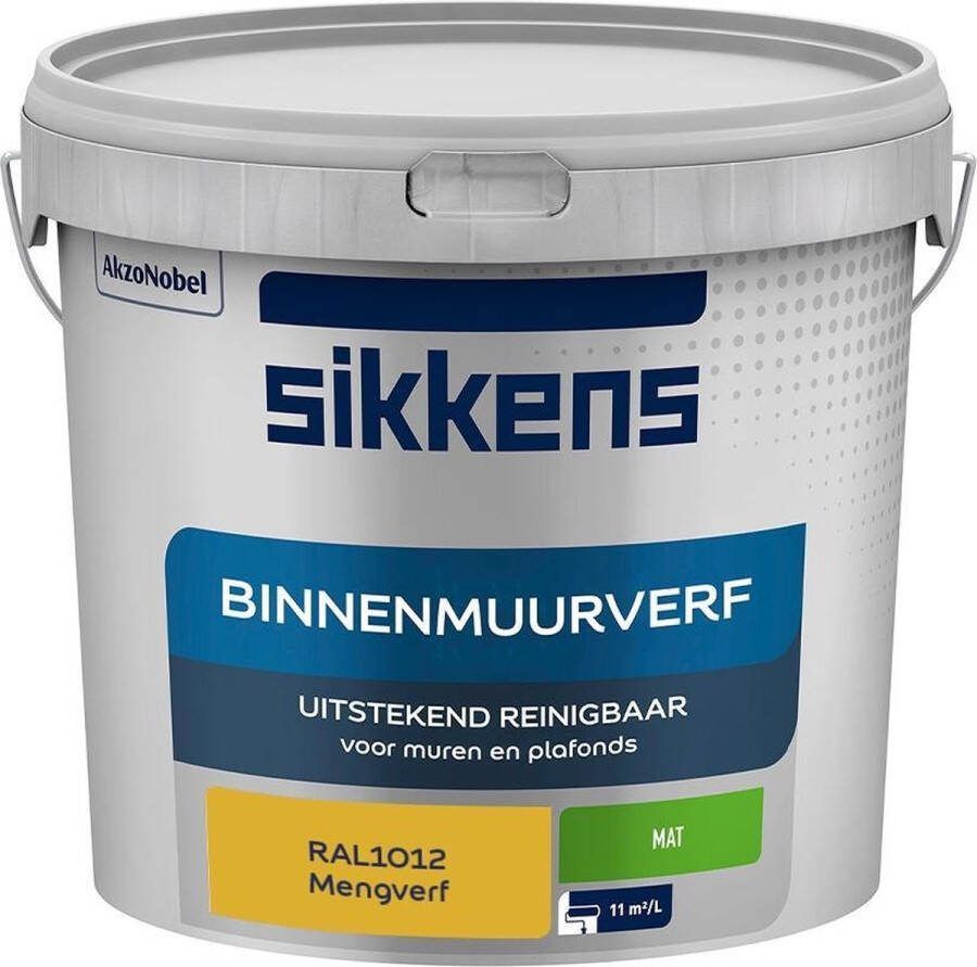 Sikkens Binnenmuurverf Muurverf Mengkleur Mat RAL1012 5L