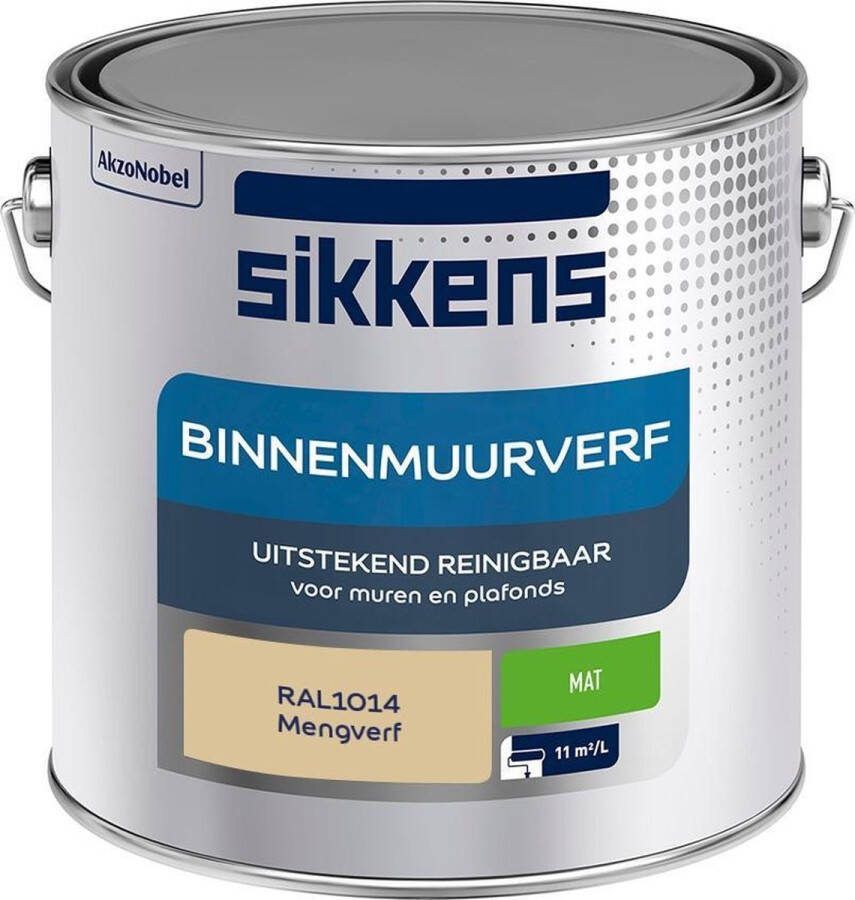 Sikkens Binnenmuurverf Muurverf Mengkleur Mat RAL1014 2.5L