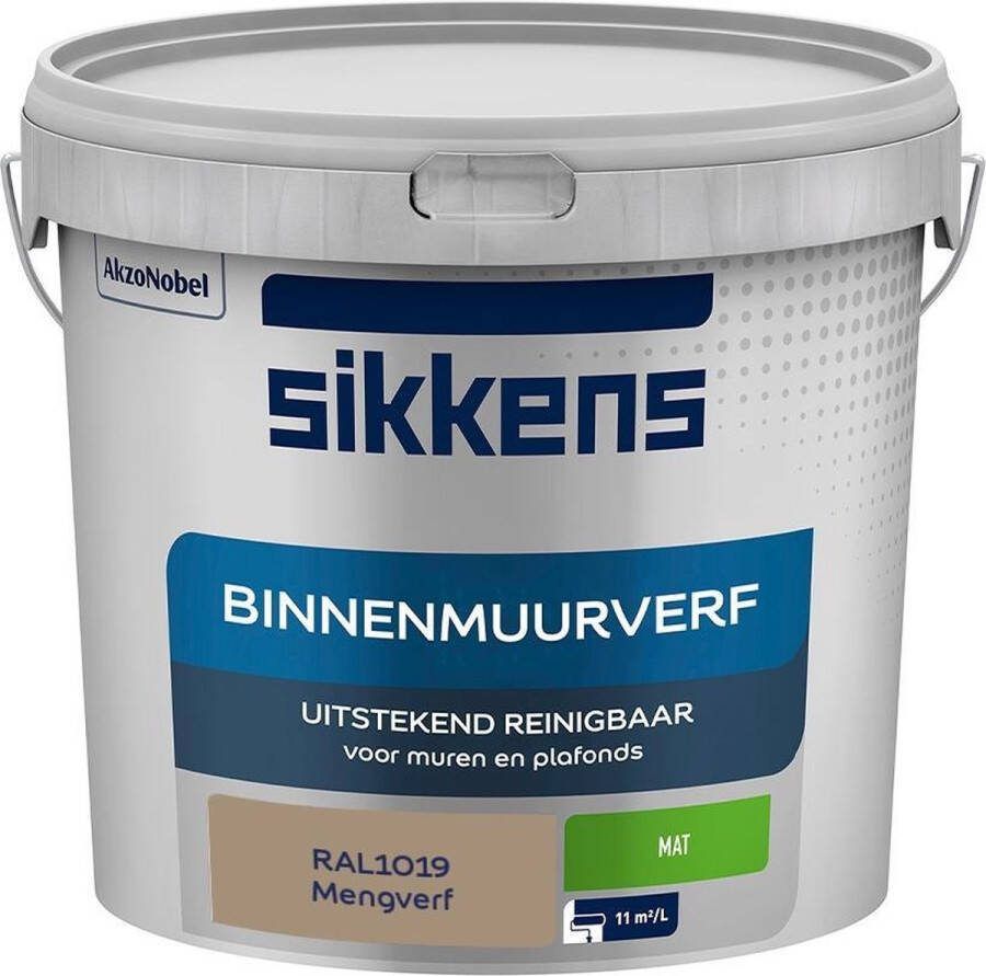 Sikkens Binnenmuurverf Muurverf Mengkleur Mat RAL1019 5L
