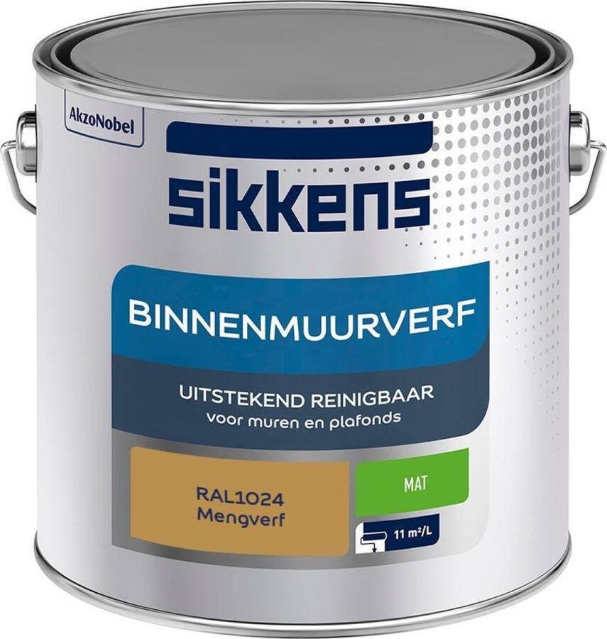 Sikkens Binnenmuurverf Muurverf Mengkleur Mat RAL1024 2.5L