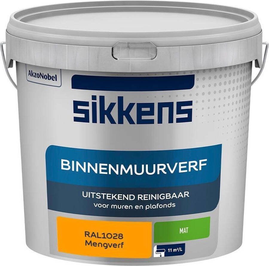 Sikkens Binnenmuurverf Muurverf Mengkleur Mat RAL1028 5L