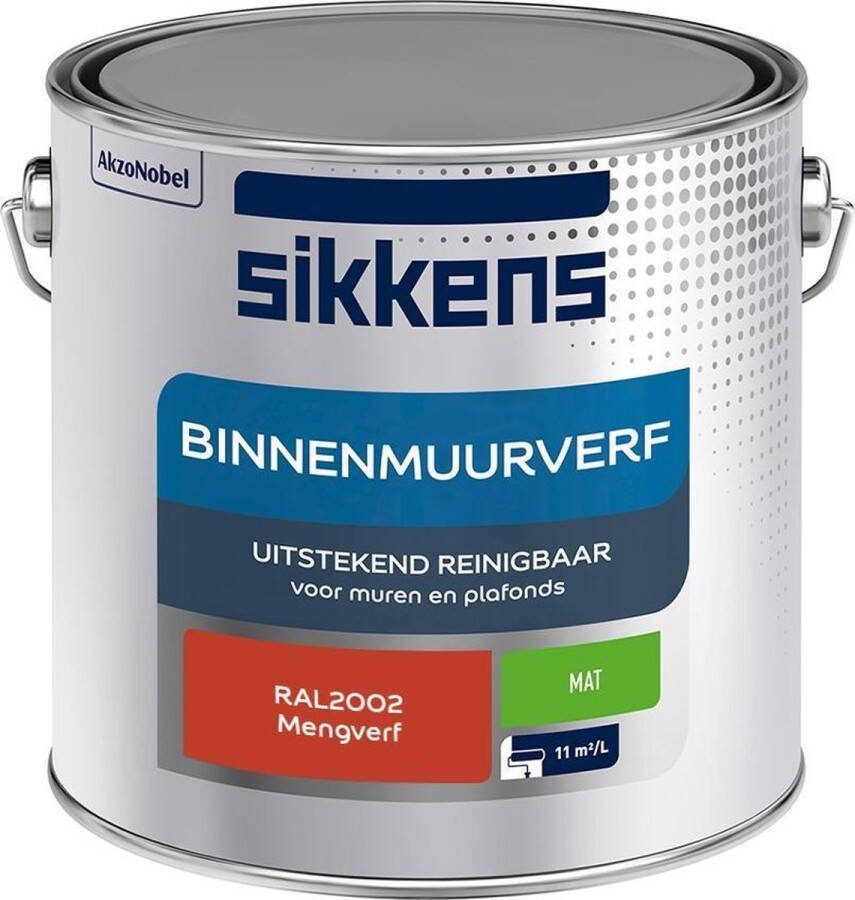 Sikkens Binnenmuurverf Muurverf Mengkleur Mat RAL2002 2.5L