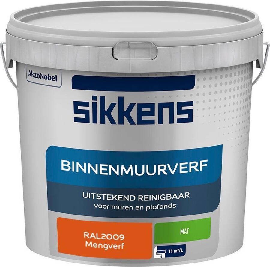 Sikkens Binnenmuurverf Muurverf Mengkleur Mat RAL2009 5L