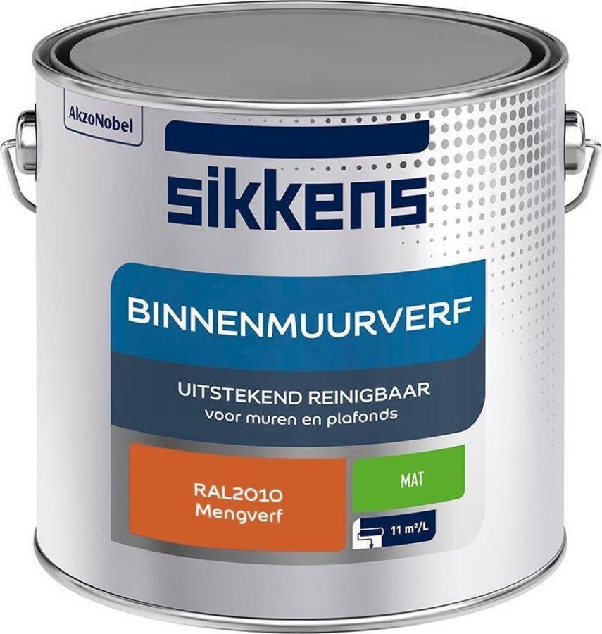 Sikkens Binnenmuurverf Muurverf Mengkleur Mat RAL2010 2.5L