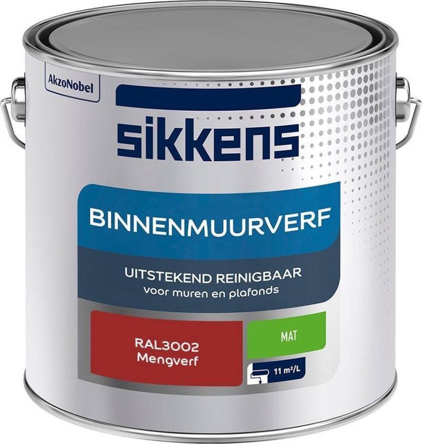 Sikkens Binnenmuurverf Muurverf Mengkleur Mat RAL3002 2.5L