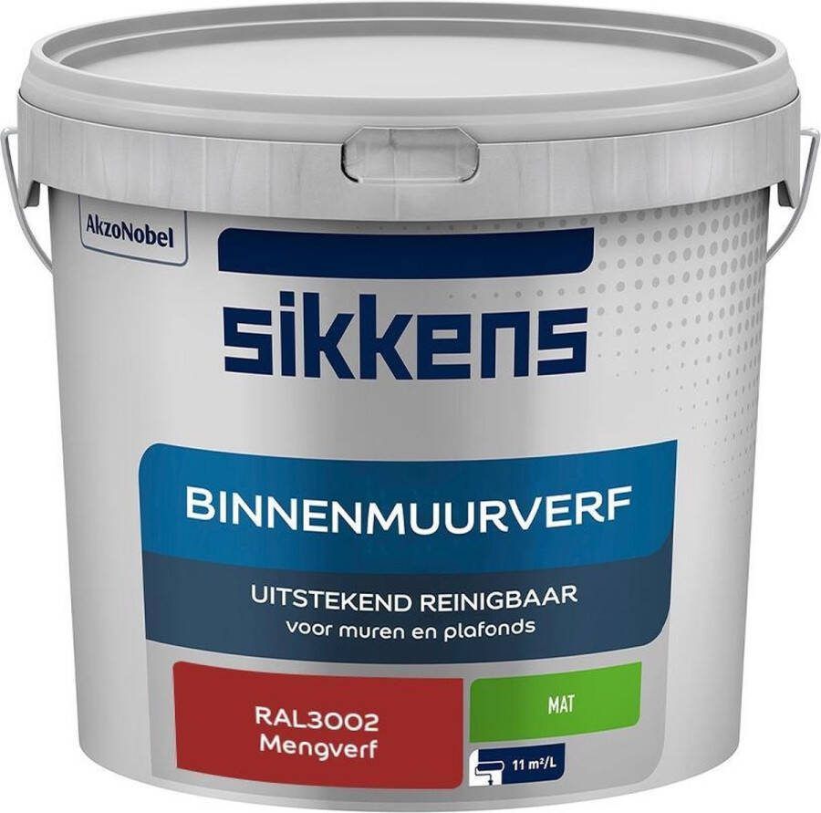 Sikkens Binnenmuurverf Muurverf Mengkleur Mat RAL3002 5L