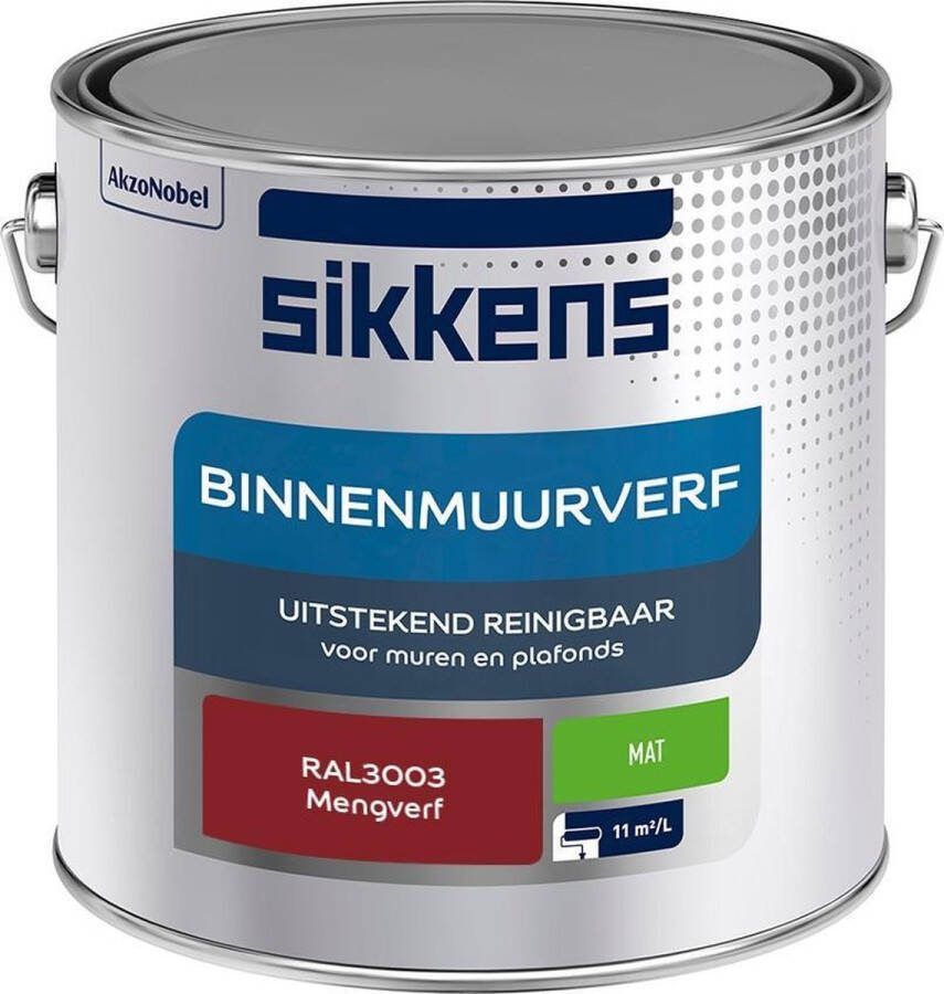 Sikkens Binnenmuurverf Muurverf Mengkleur Mat RAL3003 2.5L