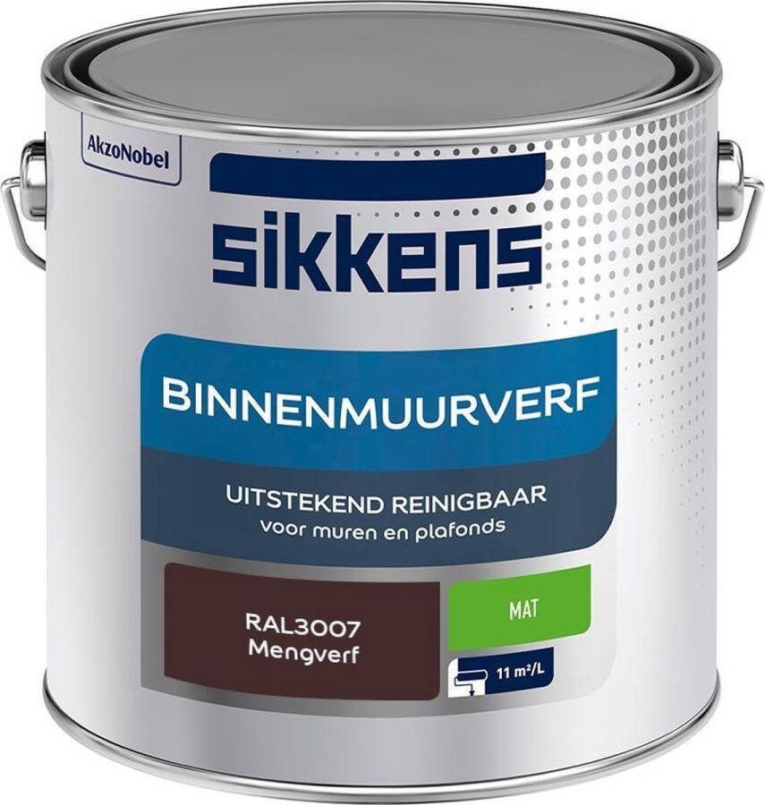 Sikkens Binnenmuurverf Muurverf Mengkleur Mat RAL3007 2.5L
