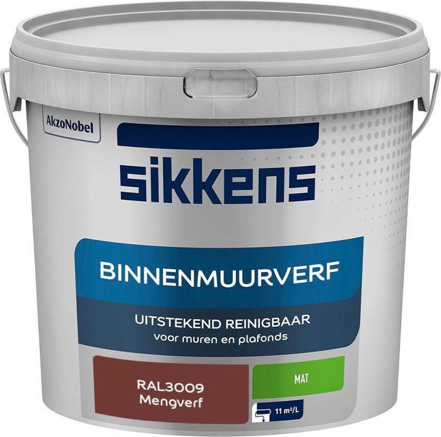 Sikkens Binnenmuurverf Muurverf Mengkleur Mat RAL3009 5L