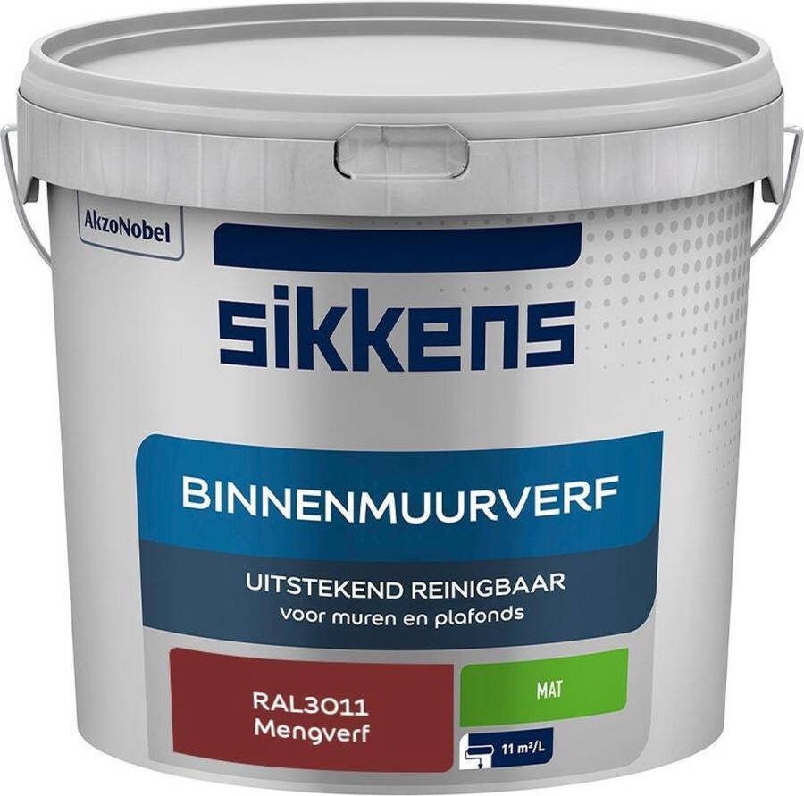 Sikkens Binnenmuurverf Muurverf Mengkleur Mat RAL3011 5L
