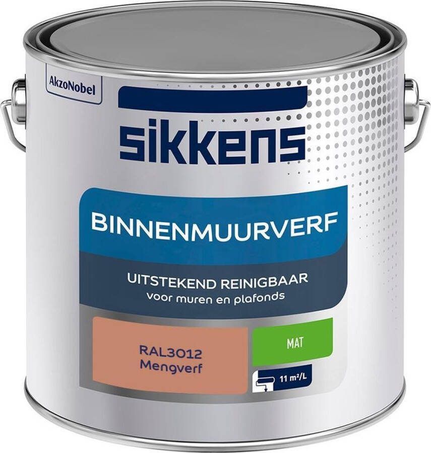 Sikkens Binnenmuurverf Muurverf Mengkleur Mat RAL3012 2.5L
