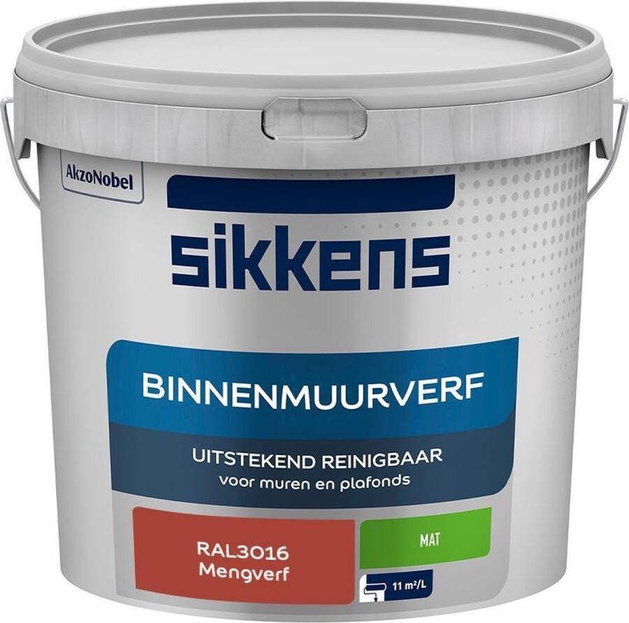 Sikkens Binnenmuurverf Muurverf Mengkleur Mat RAL3016 5L