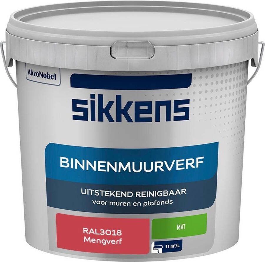 Sikkens Binnenmuurverf Muurverf Mengkleur Mat RAL3018 5L