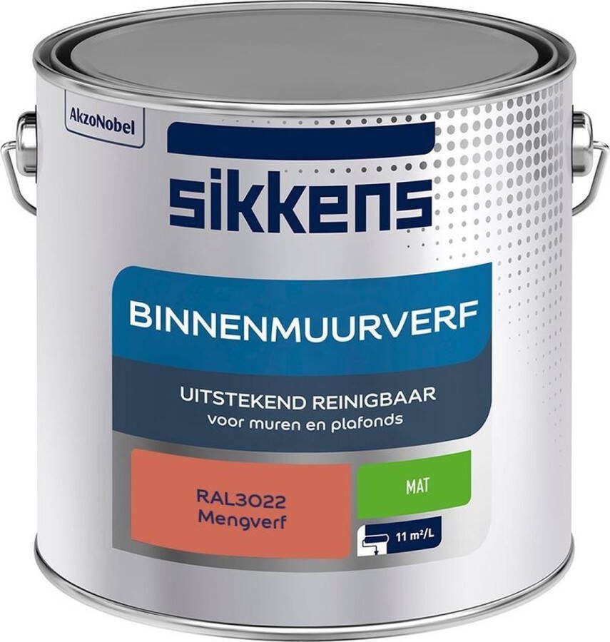 Sikkens Binnenmuurverf Muurverf Mengkleur Mat RAL3022 2.5L