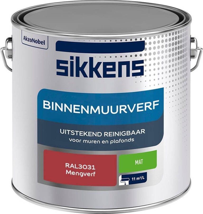 Sikkens Binnenmuurverf Muurverf Mengkleur Mat RAL3031 2.5L