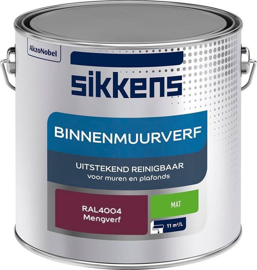 Sikkens Binnenmuurverf Muurverf Mengkleur Mat RAL4004 2.5L