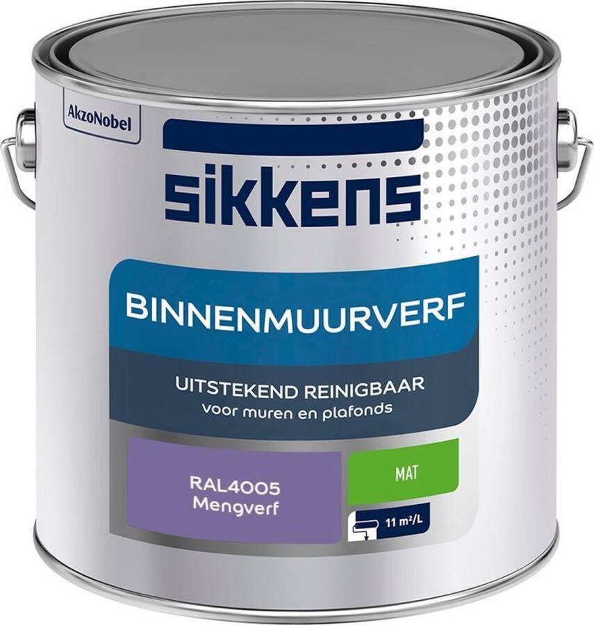 Sikkens Binnenmuurverf Muurverf Mengkleur Mat RAL4005 2.5L