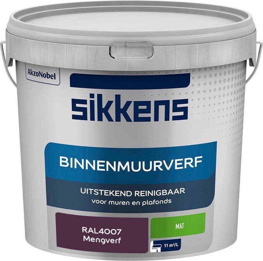 Sikkens Binnenmuurverf Muurverf Mengkleur Mat RAL4007 5L