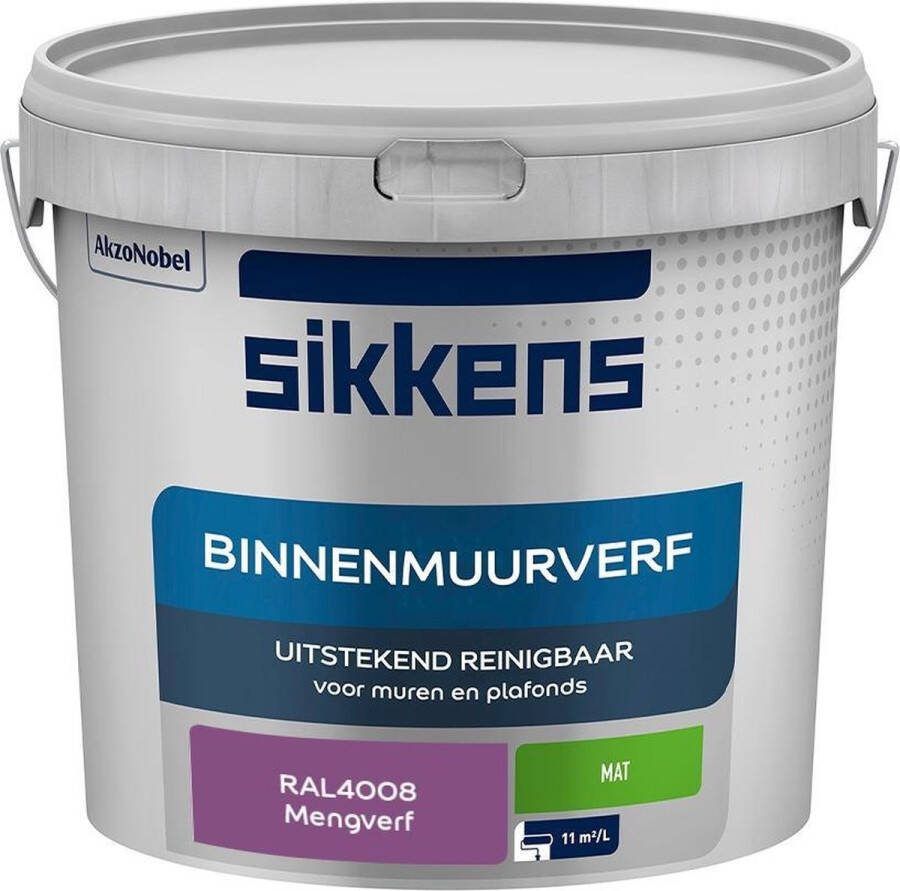 Sikkens Binnenmuurverf Muurverf Mengkleur Mat RAL4008 5L