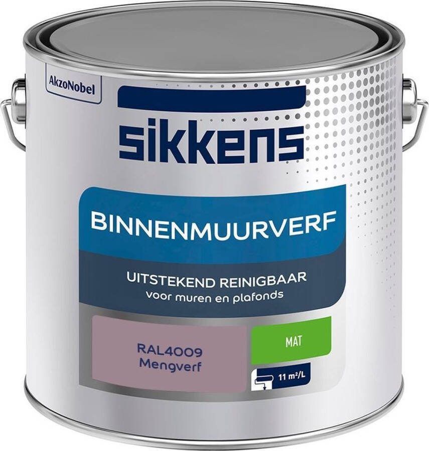 Sikkens Binnenmuurverf Muurverf Mengkleur Mat RAL4009 2.5L