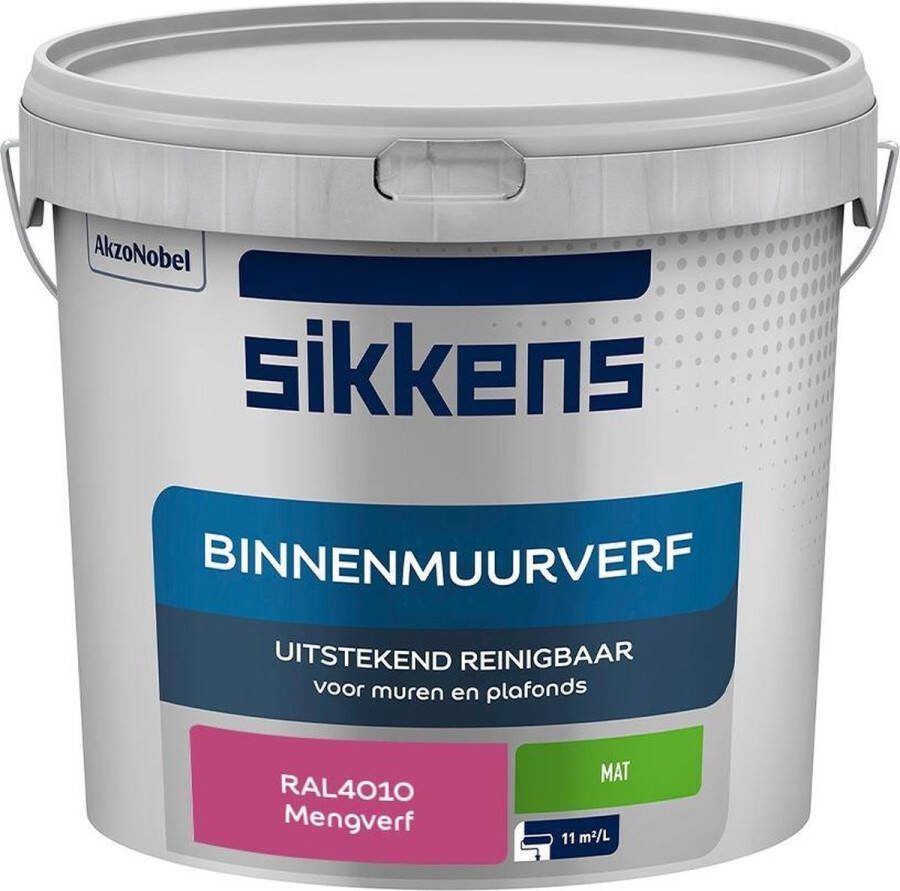 Sikkens Binnenmuurverf Muurverf Mengkleur Mat RAL4010 5L