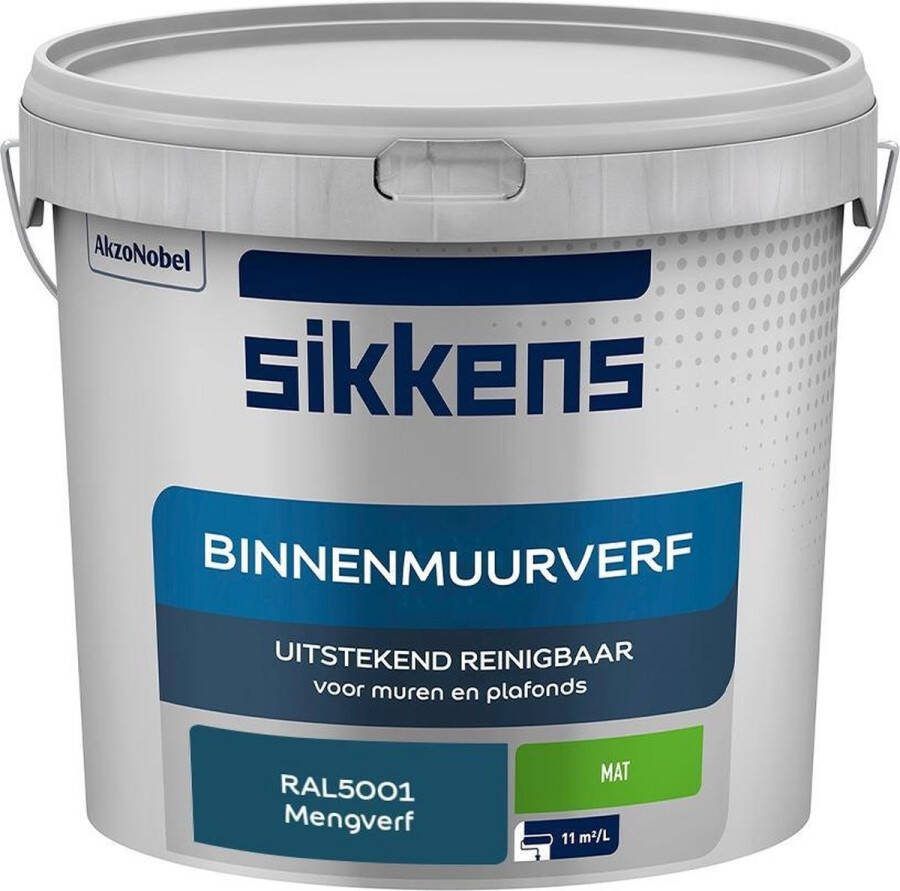 Sikkens Binnenmuurverf Muurverf Mengkleur Mat RAL5001 5L