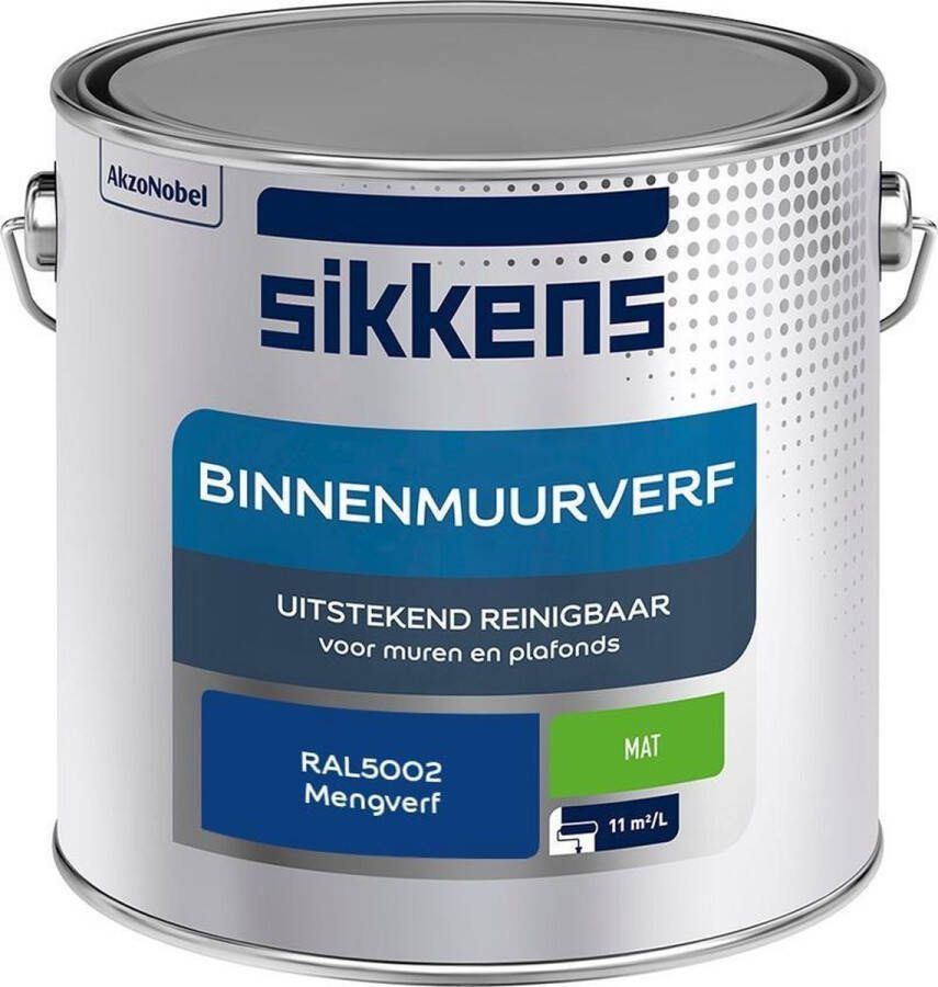 Sikkens Binnenmuurverf Muurverf Mengkleur Mat RAL5002 2.5L