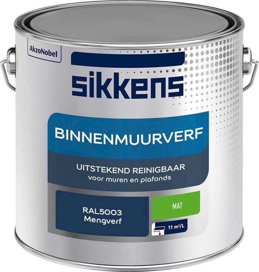Sikkens Binnenmuurverf Muurverf Mengkleur Mat RAL5003 2.5L