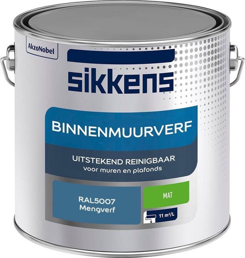 Sikkens Binnenmuurverf Muurverf Mengkleur Mat RAL5007 2.5L