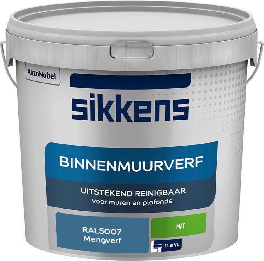Sikkens Binnenmuurverf Muurverf Mengkleur Mat RAL5007 5L
