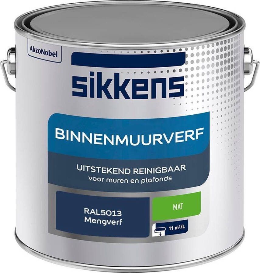 Sikkens Binnenmuurverf Muurverf Mengkleur Mat RAL5013 2.5L