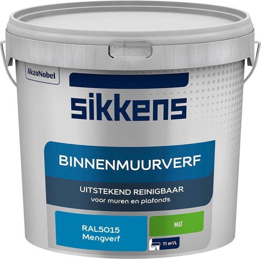Sikkens Binnenmuurverf Muurverf Mengkleur Mat RAL5015 5L