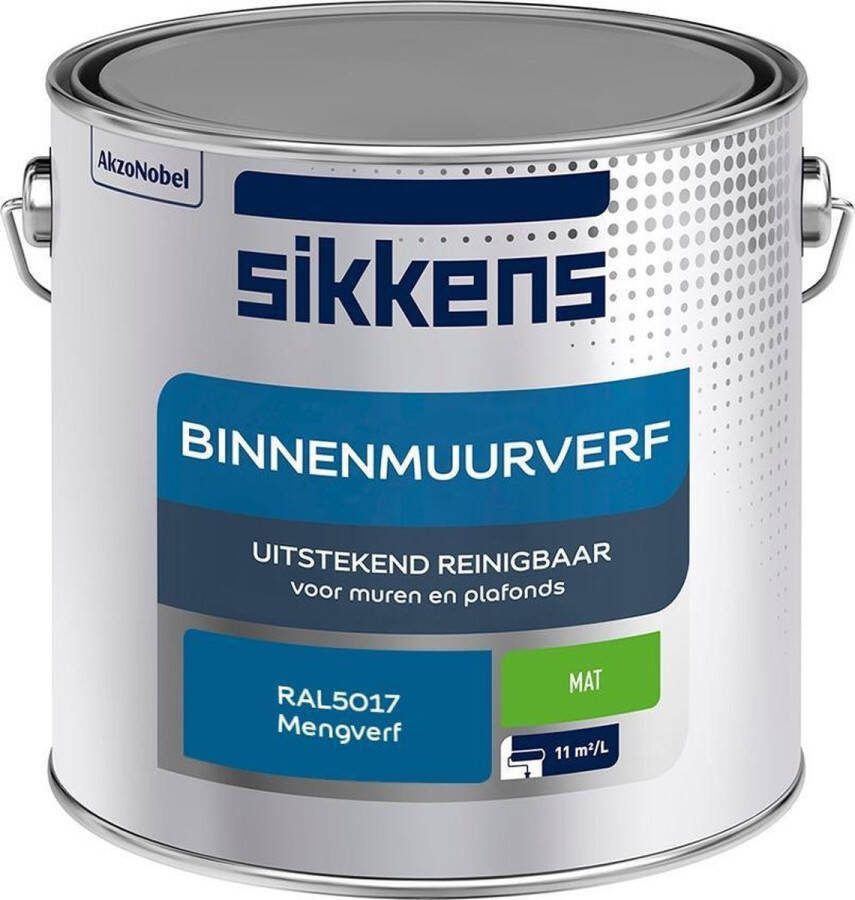 Sikkens Binnenmuurverf Muurverf Mengkleur Mat RAL5017 2.5L