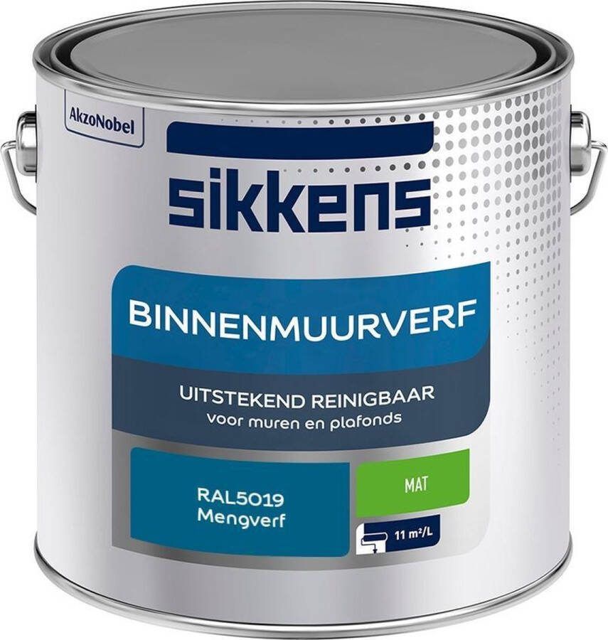 Sikkens Binnenmuurverf Muurverf Mengkleur Mat RAL5019 2.5L