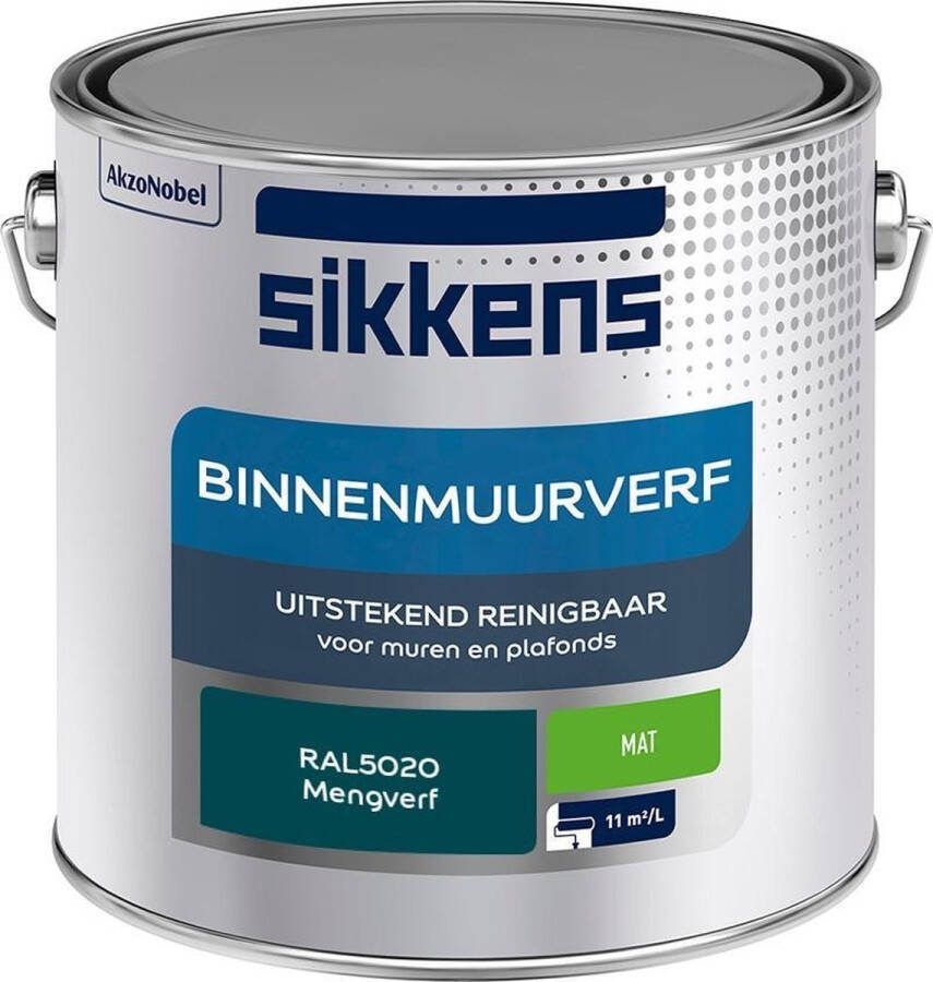 Sikkens Binnenmuurverf Muurverf Mengkleur Mat RAL5020 2.5L
