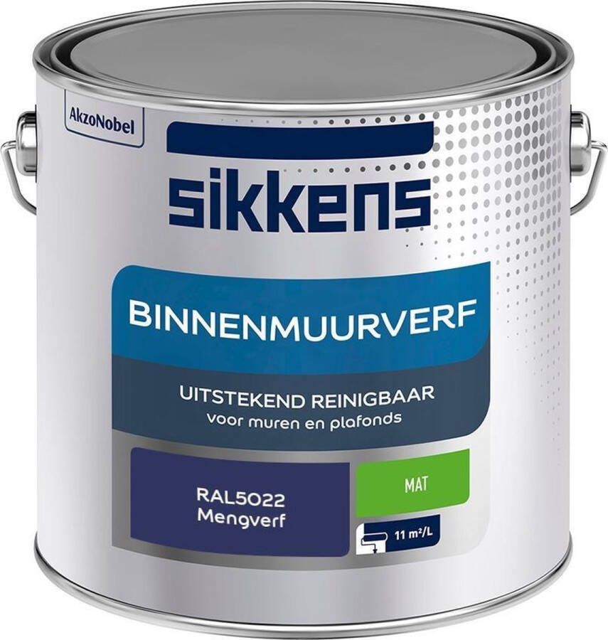 Sikkens Binnenmuurverf Muurverf Mengkleur Mat RAL5022 2.5L
