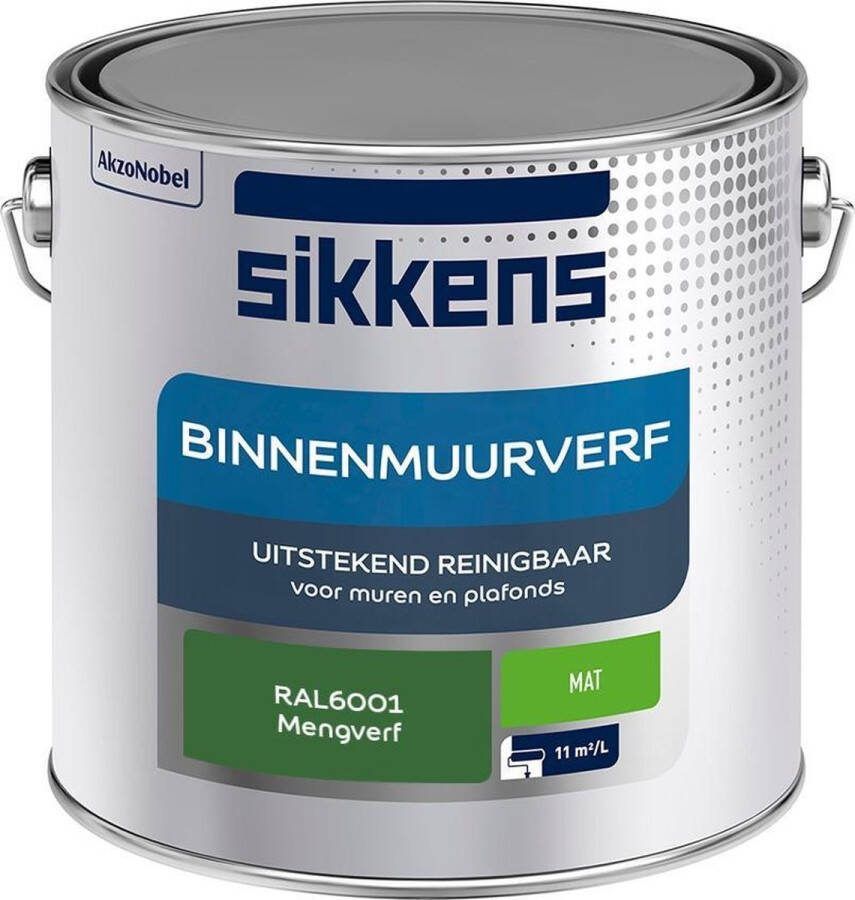 Sikkens Binnenmuurverf Muurverf Mengkleur Mat RAL6001 2.5L