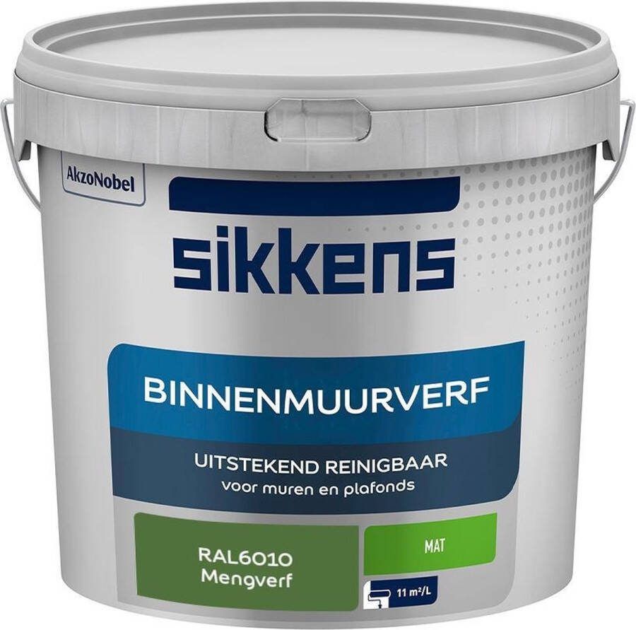 Sikkens Binnenmuurverf Muurverf Mengkleur Mat RAL6010 5L