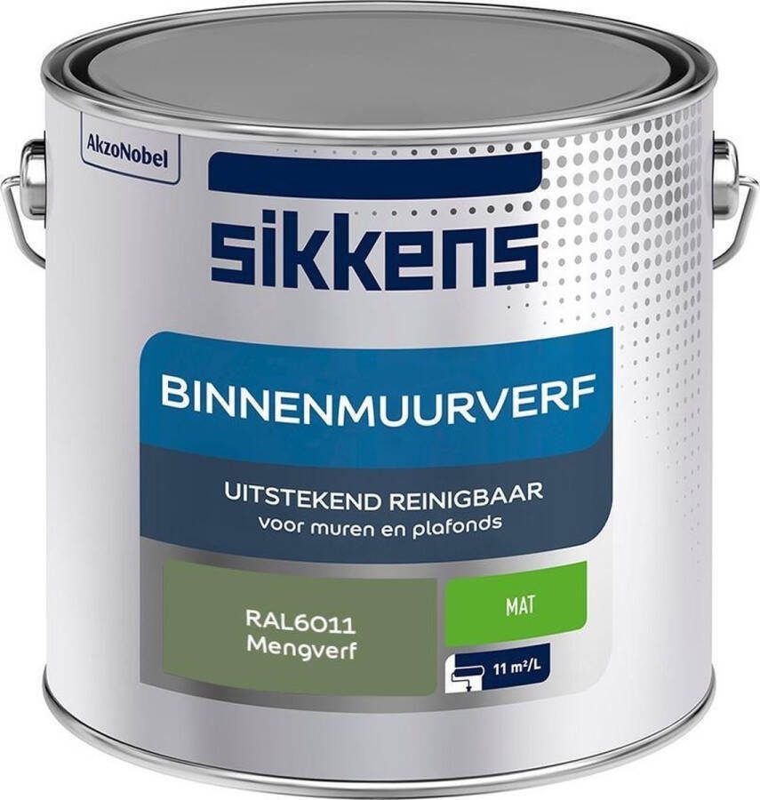 Sikkens Binnenmuurverf Muurverf Mengkleur Mat RAL6011 2.5L