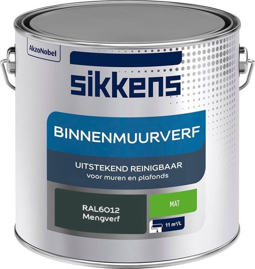 Sikkens Binnenmuurverf Muurverf Mengkleur Mat RAL6012 2.5L