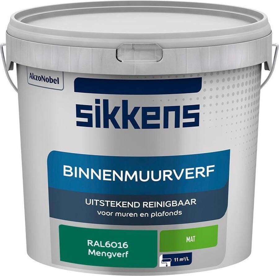 Sikkens Binnenmuurverf Muurverf Mengkleur Mat RAL6016 5L