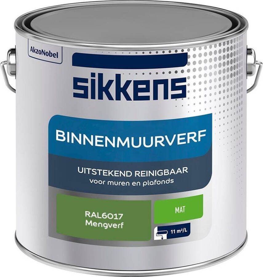 Sikkens Binnenmuurverf Muurverf Mengkleur Mat RAL6017 2.5L