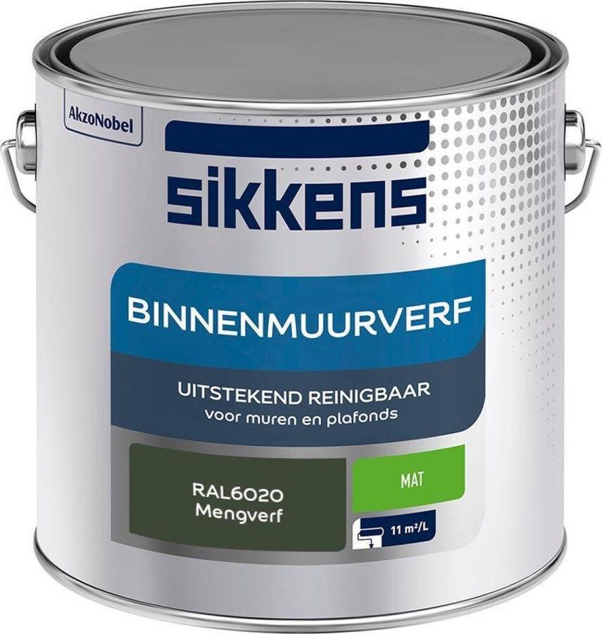 Sikkens Binnenmuurverf Muurverf Mengkleur Mat RAL6020 2.5L