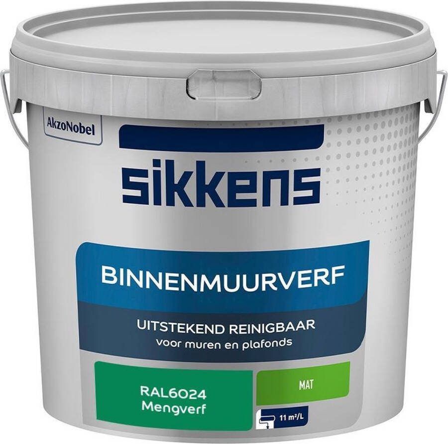 Sikkens Binnenmuurverf Muurverf Mengkleur Mat RAL6024 5L