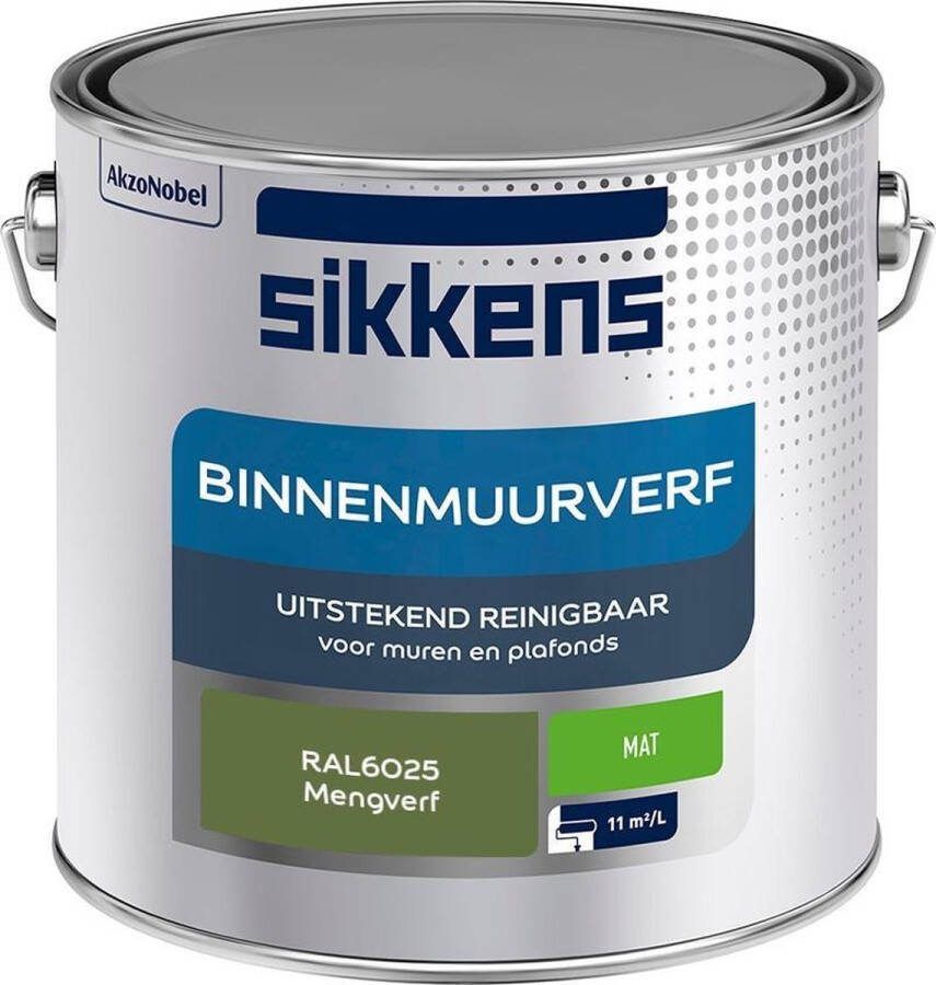 Sikkens Binnenmuurverf Muurverf Mengkleur Mat RAL6025 2.5L