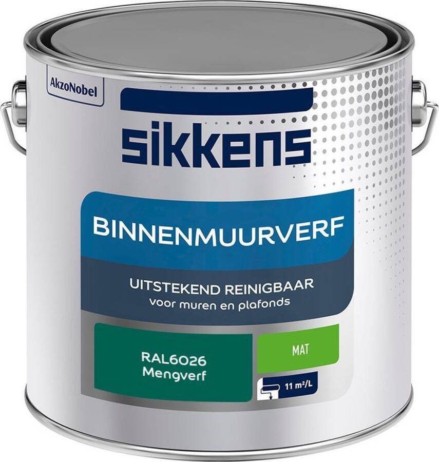 Sikkens Binnenmuurverf Muurverf Mengkleur Mat RAL6026 2.5L