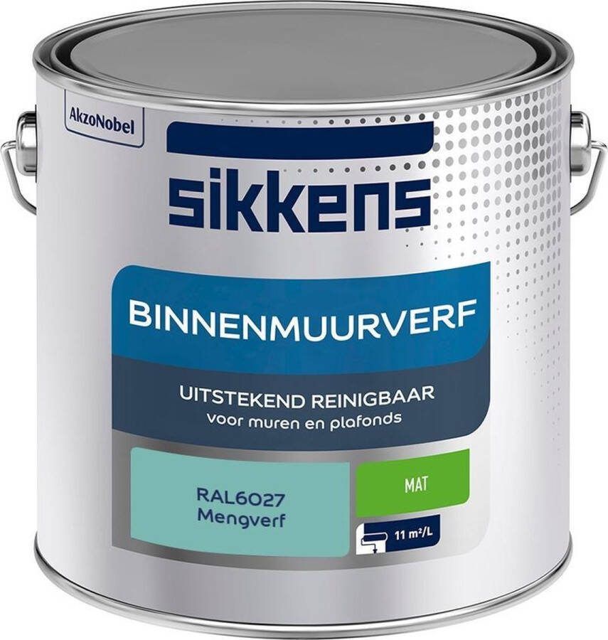 Sikkens Binnenmuurverf Muurverf Mengkleur Mat RAL6027 2.5L